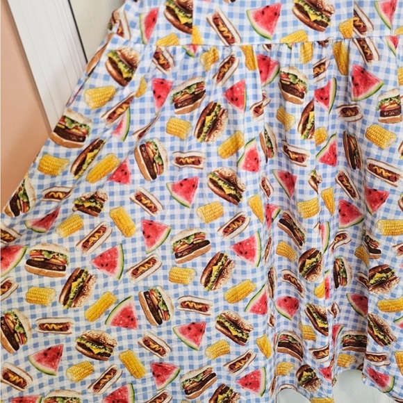 Retrolicious Blue Checkered Food Print Dress - Picture 4 of 6